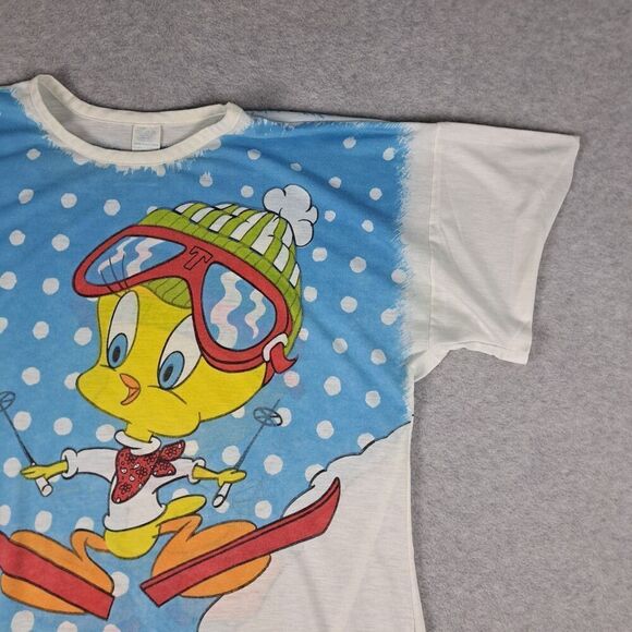 Vintage Tweety Bird Sleep Shirt Long Womens XL 1985 Warner Bros Single Stitch - Picture 4 of 16